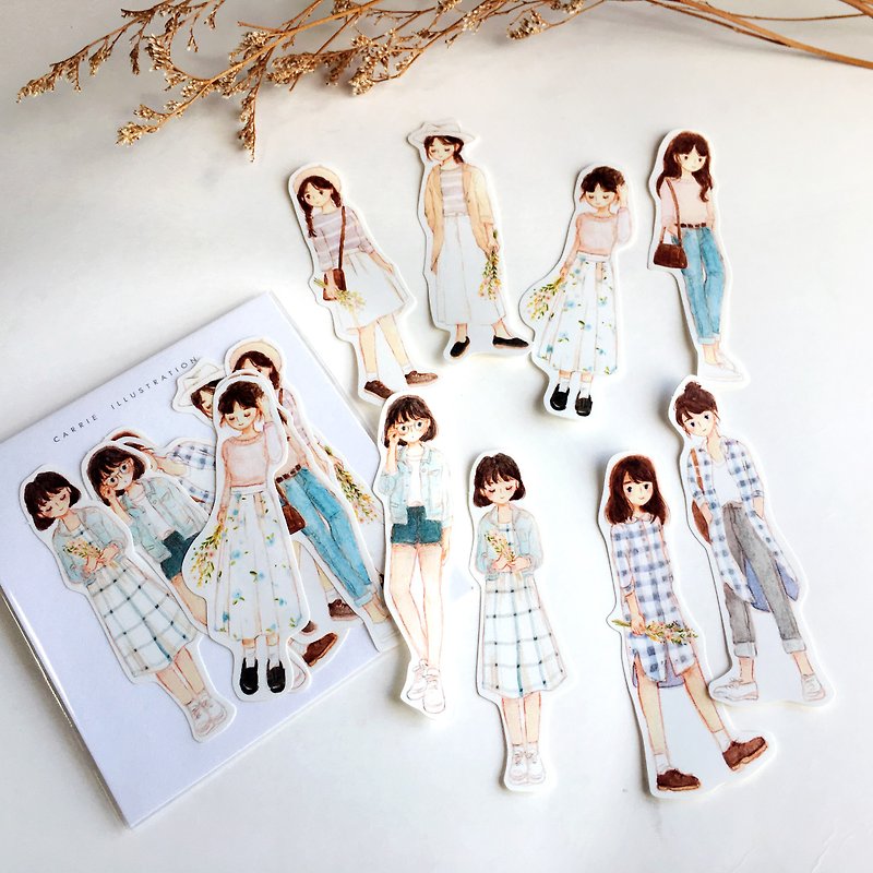 Pastel Fashion Sticker Pack 8pcs - สติกเกอร์ - กระดาษ สึชมพู