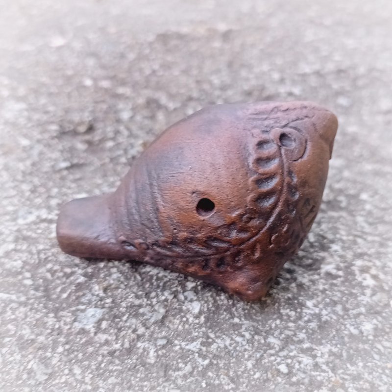 Small ceramic ocarina,ukraine ceramic whistle bird,pottery clay ocarina,Ceramic - 吉他/樂器 - 陶 咖啡色