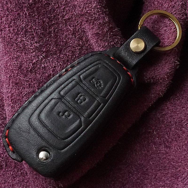 leather key fob fit for Ford Mondeo Focus Fiesta Kuga MK3 - Keychains - Genuine Leather Black