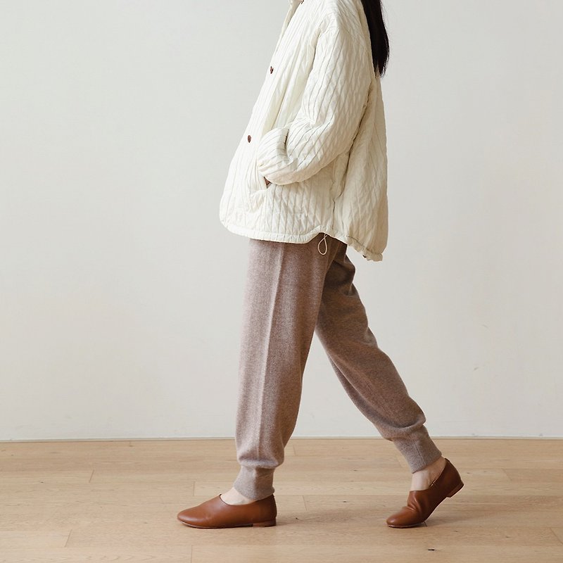 KOOW 100% Consinee Cashmere Pants Lightweight and Warm Feet Drawstring Knit Pants - Women's Pants - Wool 