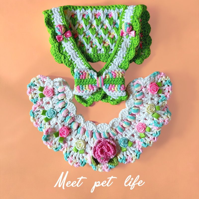 European pastoral style series | pet scarf dog saliva scarf pet bib knitted scarf - Other - Cotton & Hemp 