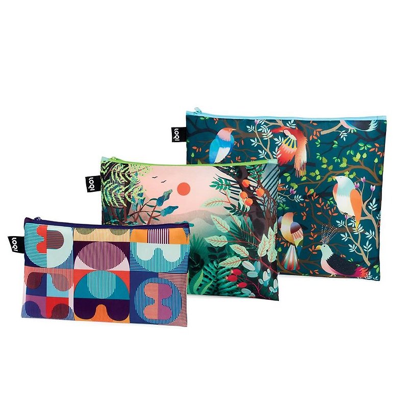 LOQI Three Entry Storage Bag / Fantasy Forest ZPHH - Toiletry Bags & Pouches - Polyester Multicolor