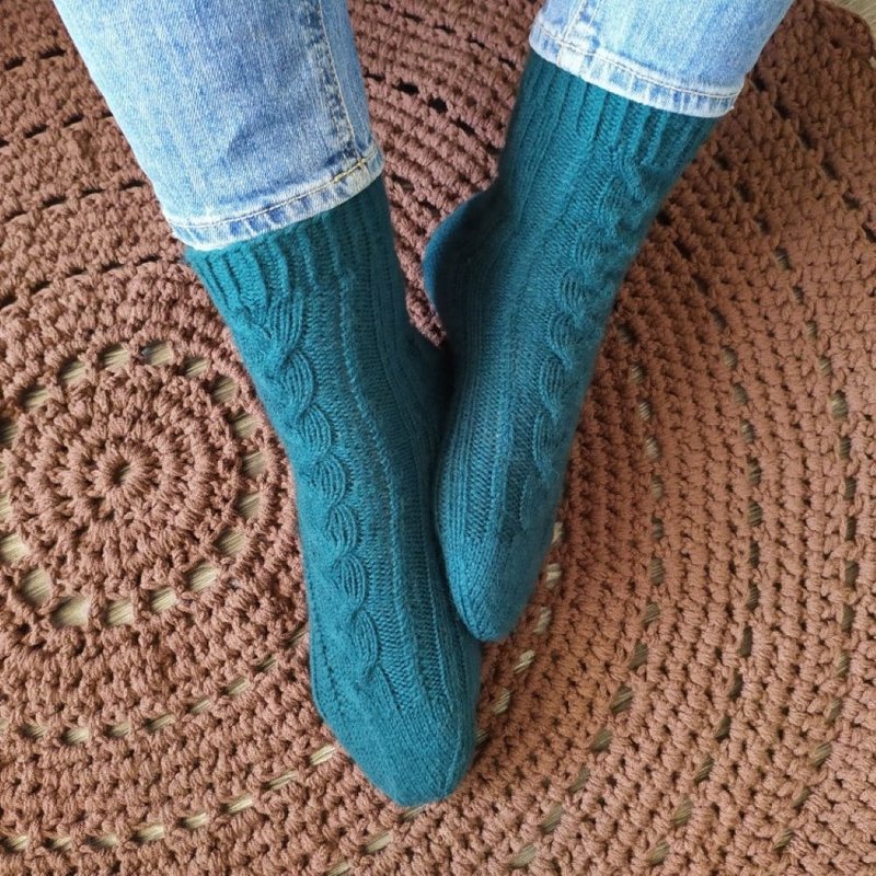 Handmade knitted womens socks/ Warm knitted accessory - Socks - Wool Green