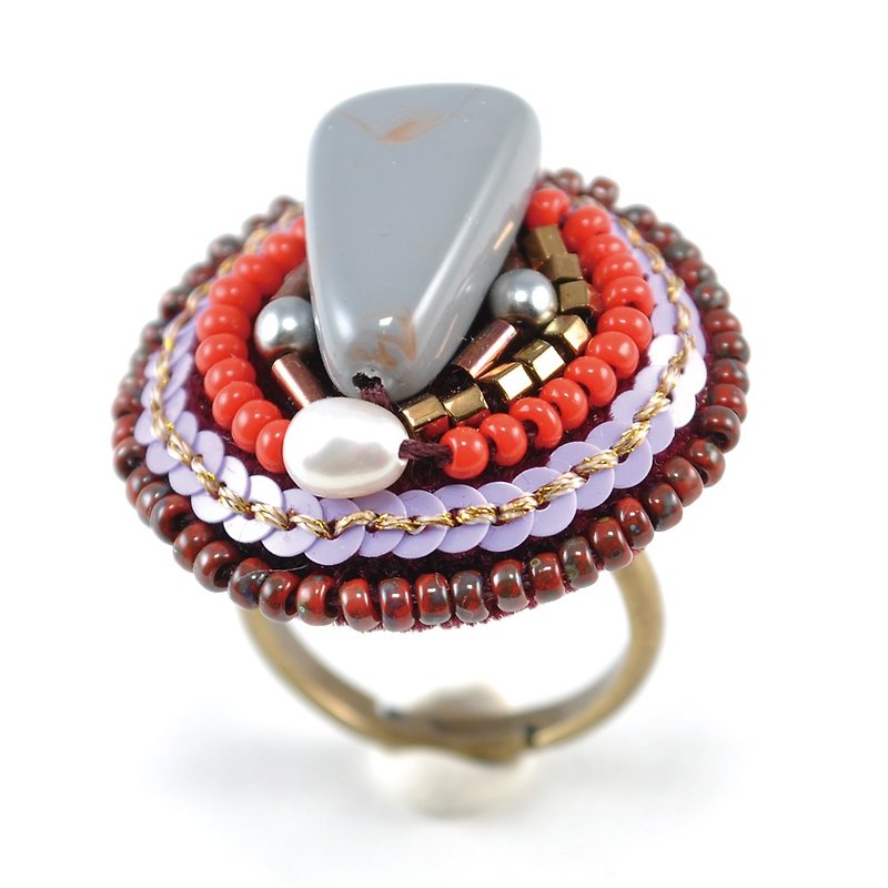 戒指 gray statement ring, sparkly ring, gorgeous ring, free ring 9 - リング - ガラス グレー