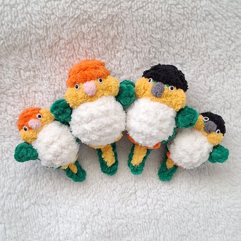 凱克鸚鵡 稍微加大娃娃 頭頂到尾巴9.5cm 可加鑰匙圈 吊飾 別針 - 咕𠱸/飾品訂製 - 其他材質 橘色