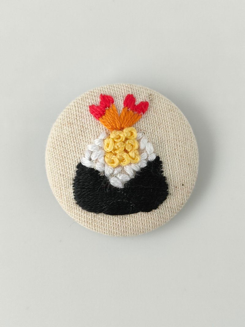 Tempura embroidered hair tie Rice ball - เครื่องประดับผม - ผ้าฝ้าย/ผ้าลินิน ขาว