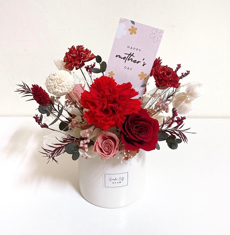 [In Stock] Mother's Day Carnation Potted Flower ~ Blooming the Eternal Beauty of Mother's Love - ช่อดอกไม้แห้ง - วัสดุอื่นๆ สีแดง
