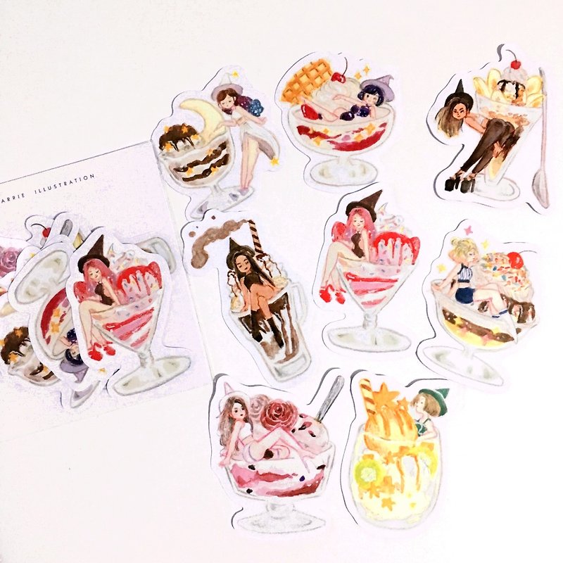 Witch's Sundae Sticker Pack 8pcs - Stickers - Paper White