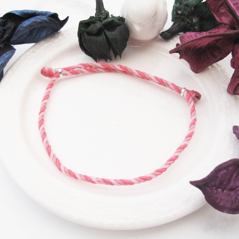 Big staff Taipa [manual] girl × wax rope bracelet hand rope pink tender wax line pink - Bracelets - Polyester Pink