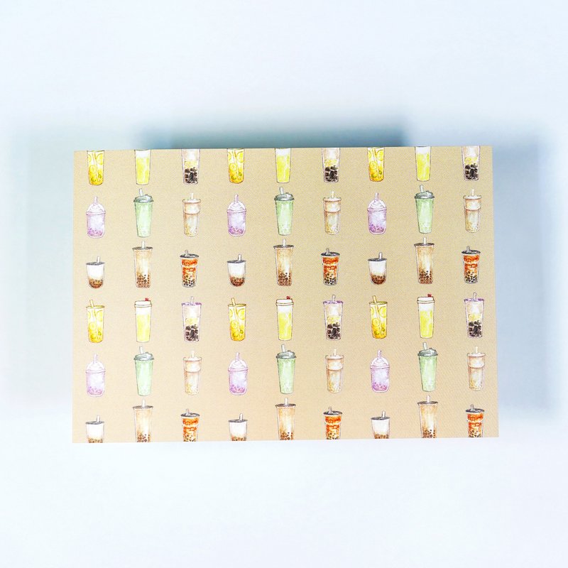 【我最喜愛的手搖飲】水彩插畫 花樣明信片 珍珠奶茶 廢水 - 卡片/明信片 - 紙 橘色