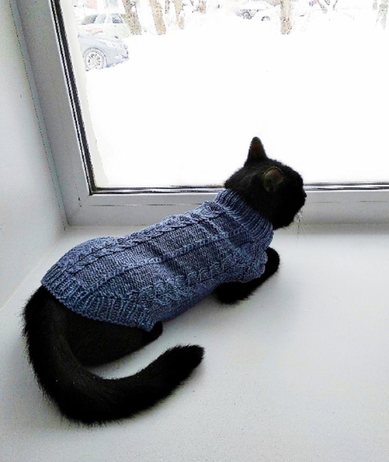 PDF digital knit pattern cat jumper Cat sweater Knit pattern pet