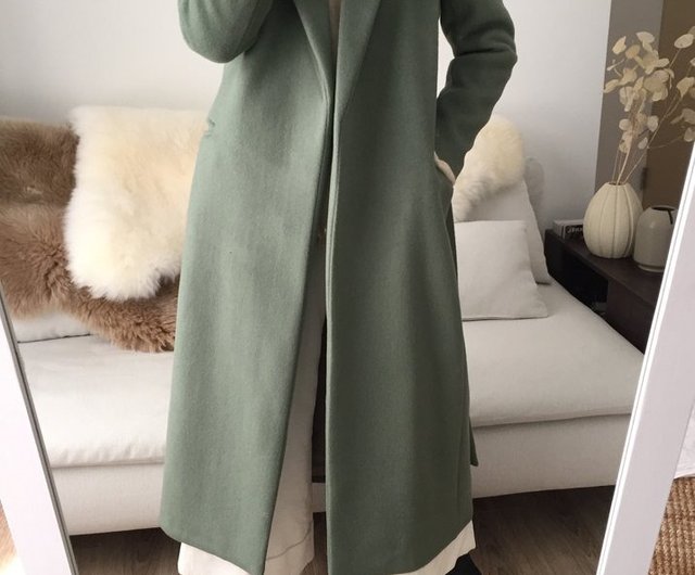 Metaformose popular Coat Green Midi Length Crossover Double Snap Closure