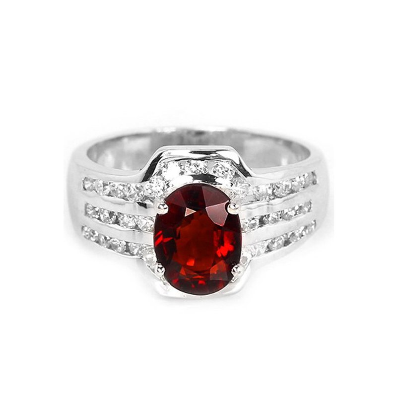 2.85 ct. Red natural ruby ring silver sterling size 7.0 free resize - 戒指 - 純銀 紅色