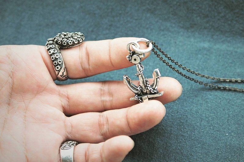 Anchor • single drop anchor pendant - Necklaces - Sterling Silver Silver