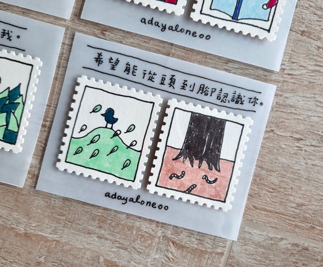 手描きスタンプと小さなカードステッカー あなたのことを知りたい ショップ Adayaloneoo カード はがき Pinkoi