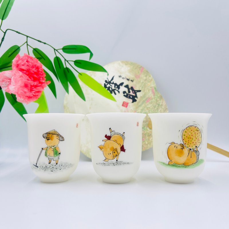 快樂的小豬 - 茶壺/茶杯/茶具 - 瓷 白色