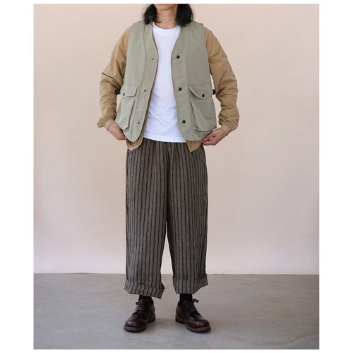 パラスパレス　トオカ　十日【Fサイズ】リネン　麻　パンツ　ネイビー　ストライプ パラスパレス トオカ 十日【Fサイズ】リネン 麻 パンツ ネイビー