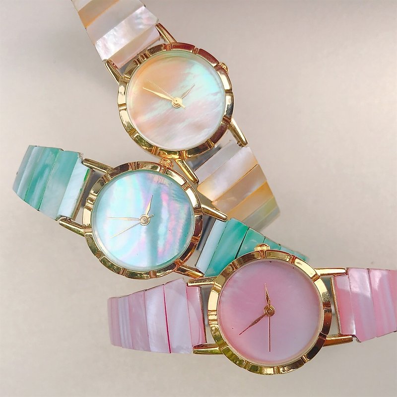 【Lost And Find】Natural Mother of pearl watch - Women's Watches - Gemstone Multicolor