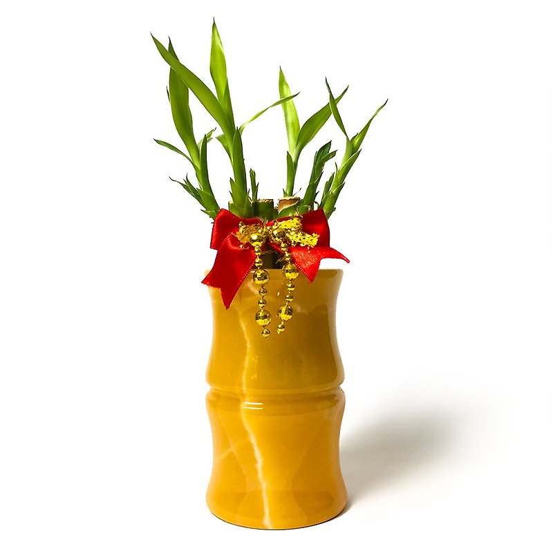 【ARTFINITY Da Yi Stone Dai】Topaz and rich bamboo potted plants - ตกแต่งต้นไม้ - หยก สีเหลือง