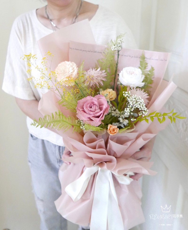 Large bouquet of eternal life with bag/Valentine's Day/Graduation/Confession/Birthday/Gift - Dried Flowers & Bouquets - Plants & Flowers Pink
