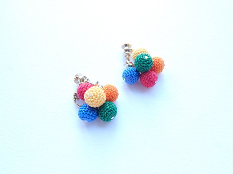 Tawawa Earrings/ Clip-On Rainbow - Earrings & Clip-ons - Cotton & Hemp Multicolor