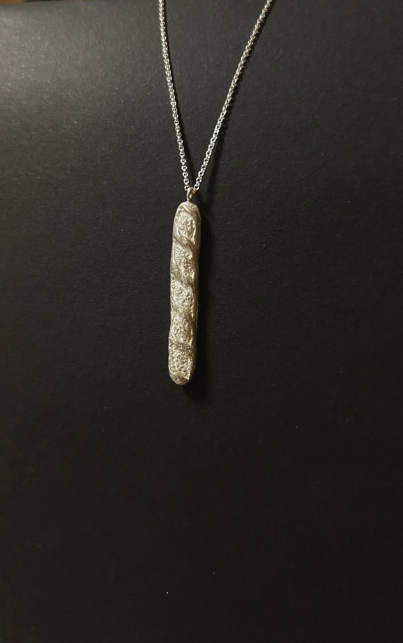 925 Silver French Bread Necklace - สร้อยคอ - เงิน สีเงิน