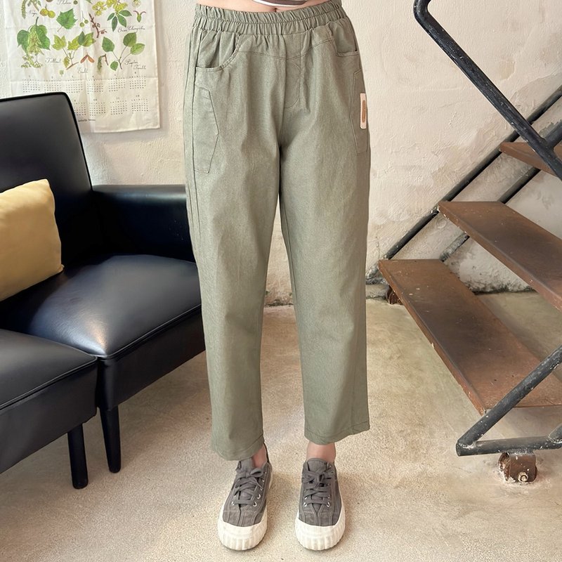 Hana Mokuba elastic waist pocket casual trousers - Women's Pants - Other Materials 