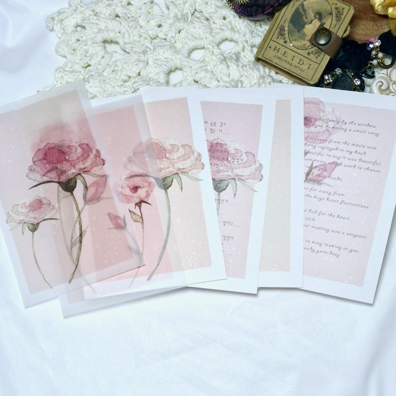 Watercolor rose tracing paper + paper - 貼紙 - 紙 白色