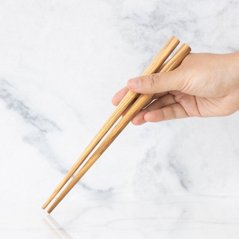 個々のオリーブの木の箸シングルおよびダブルエントリー-中国風の木製の箸-23cm - 箸・箸置き - 木製 ブラウン