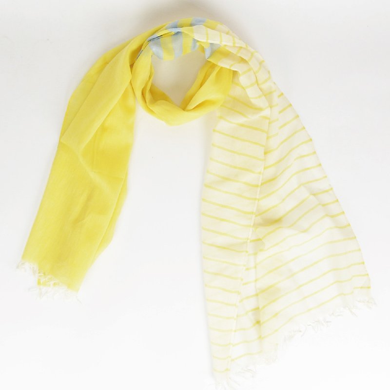 Fulia手織りの綿スカーフ - 香りのバナナ - フェアトレード - スカーフ - コットン・麻 イエロー