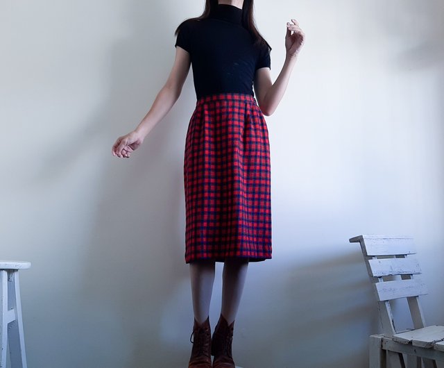 PENDLETON Size L Red Tartan Plaid Wool Skirt Size 12 Size 46 Waist