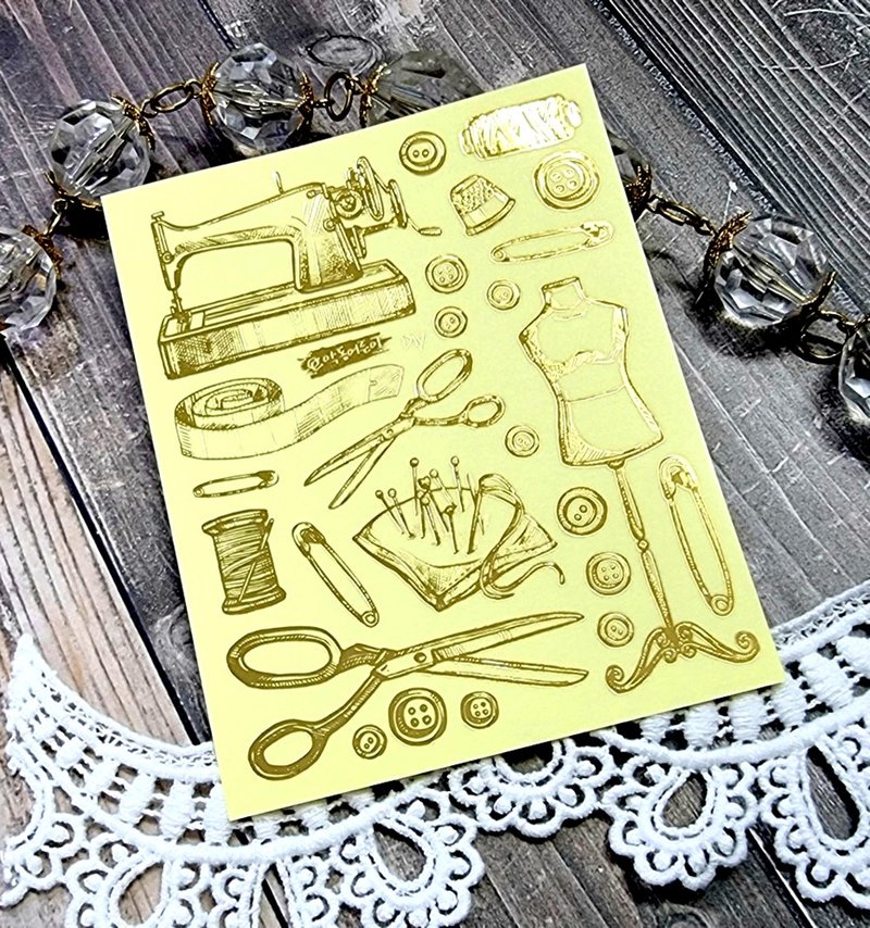 Sewing series gold / holographic foil (honne market) - 貼紙 - 紙 多色
