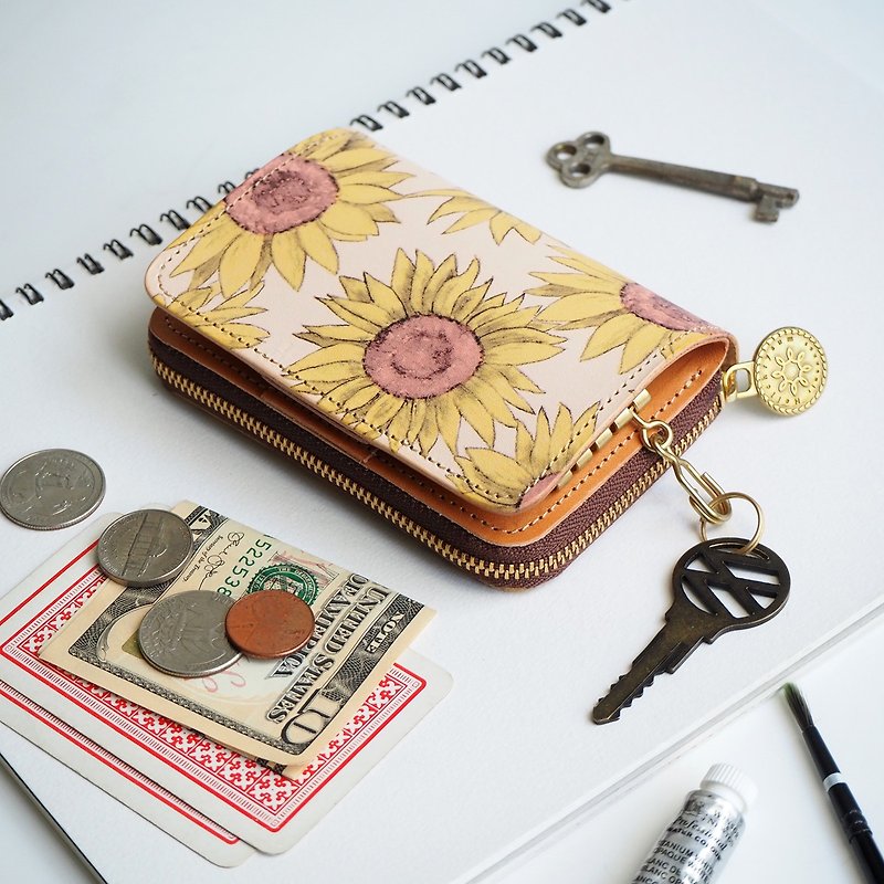 Key wallet / sunflower ILL-1147 - กระเป๋าสตางค์ - หนังแท้ หลากหลายสี