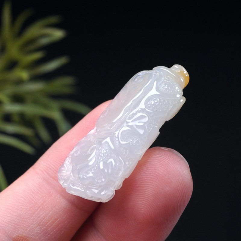 冰種飄黃翡翡翠白菜項鍊 | 天然緬甸玉翡翠A貨 | 送禮 - 項鍊 - 玉石 多色