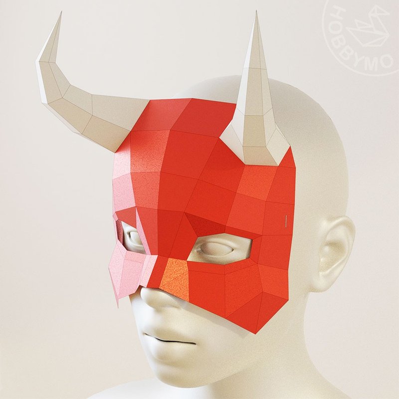 DIY Paper Horned Mask Papercraft Printable PDF - 手工藝教學/工具書 - 其他材質 