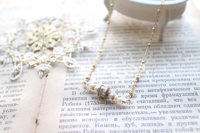 Love letter-Pearl zircon necklace - Necklaces - Other Metals Gold