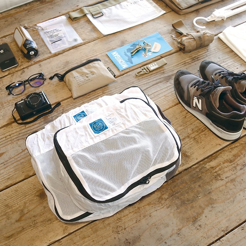 POST GENERAL Large storable travel bag (travel bag/luggage/toilet bag/going abroad) - กระเป๋าเดินทาง/ผ้าคลุม - เส้นใยสังเคราะห์ ขาว