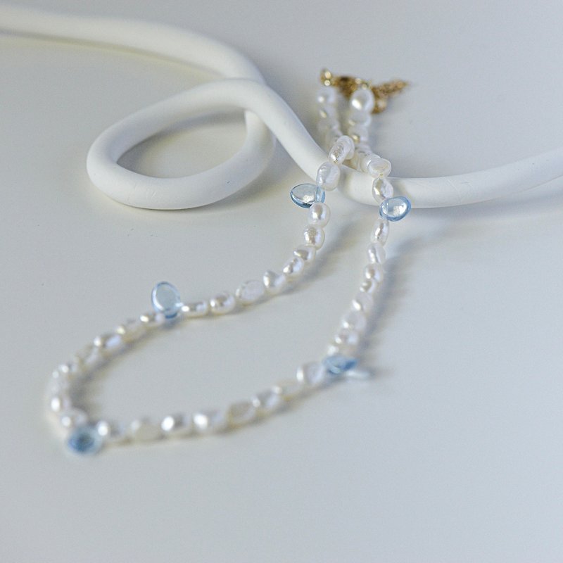 花瓣天然珍珠優雅短項鏈首飾品生日禮物女友 - 項鍊 - 珍珠 