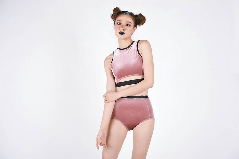 Crescent moon set - Pink Velvet / swimwear / XS - Women's Swimwear - Polyester Pink