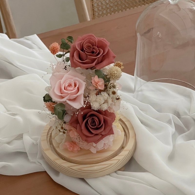 | Preserved flower glass cup | Birthday gift/Valentine’s gift/Anniversary gift - ช่อดอกไม้แห้ง - พืช/ดอกไม้ สึชมพู