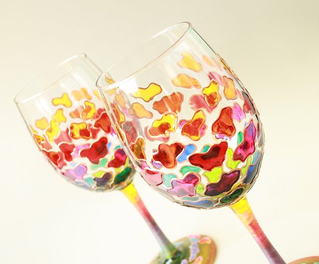 Rainbow Clouds Wine Glasses Hand Painted, set of 2 - Shop NeA Glass Bar  Glasses & Drinkware - Pinkoi