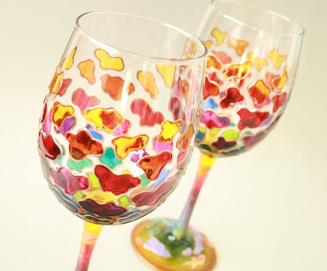 Rainbow Clouds Wine Glasses Hand Painted, set of 2 - Shop NeA Glass Bar  Glasses & Drinkware - Pinkoi