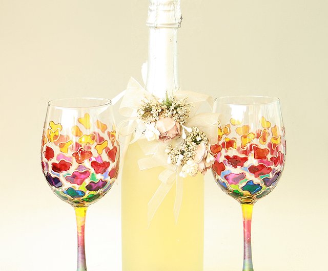 Rainbow Clouds Wine Glasses Hand Painted, set of 2 - Shop NeA Glass Bar  Glasses & Drinkware - Pinkoi