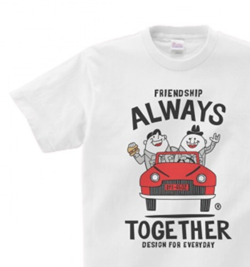 Beans Man and retro car T-shirt 150.160 (woman ML) [order product] - Women's T-Shirts - Cotton & Hemp White