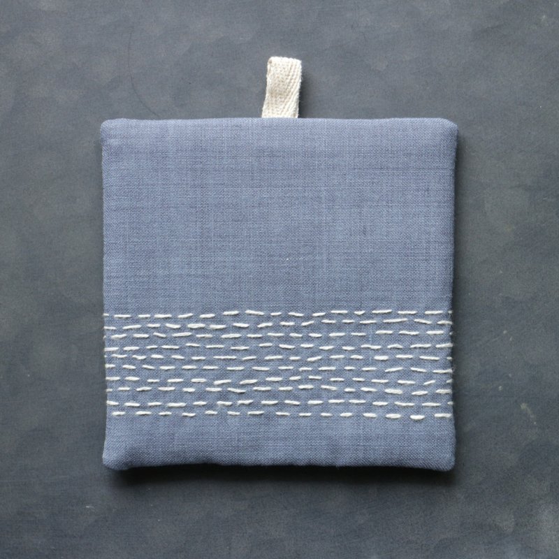 Embroidered Coaster / Chuan - Coasters - Cotton & Hemp Blue