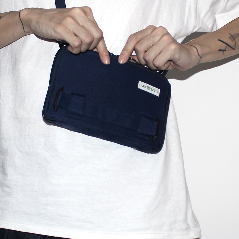 Travel Bag Document Bag Anti-RFID Function Crossbody Bag Passage Dark Blue - กระเป๋าแมสเซนเจอร์ - ไนลอน สีน้ำเงิน