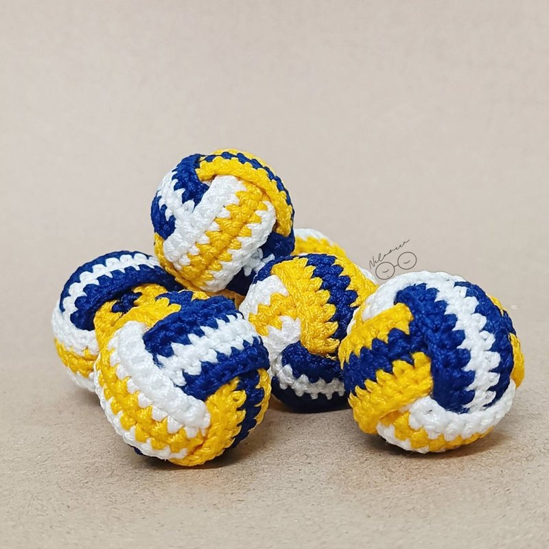 Volleyball Crochet doll keychain - 吊飾/掛飾 - 其他材質 藍色