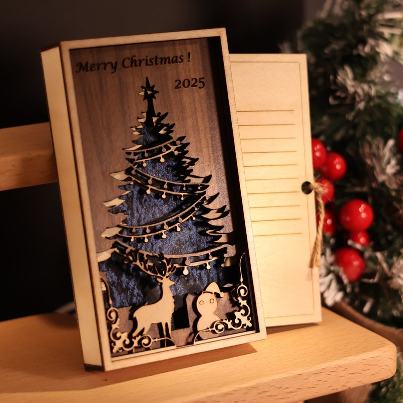Wzland Christmas Card / Greeting Card / 3D Card / Wooden Card - การ์ด/โปสการ์ด - ไม้ สีนำ้ตาล