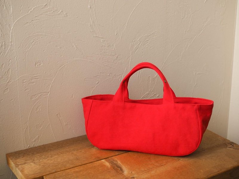 Round tote with lid Yokonaka (red) - Handbags & Totes - Cotton & Hemp 
