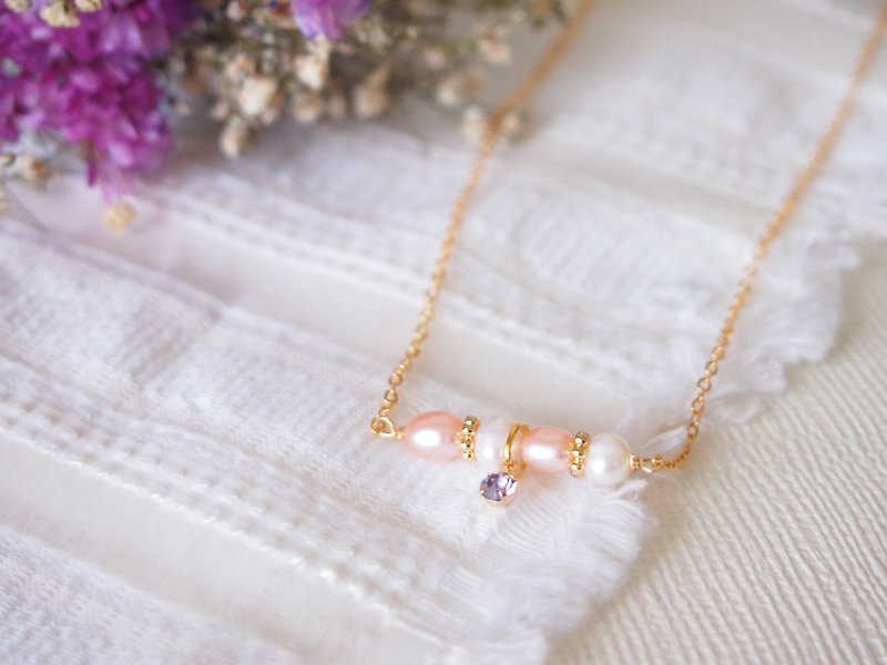 Anniewhere | 小甜甜 | Pearl Double Play Necklace - Necklaces - Gemstone Pink